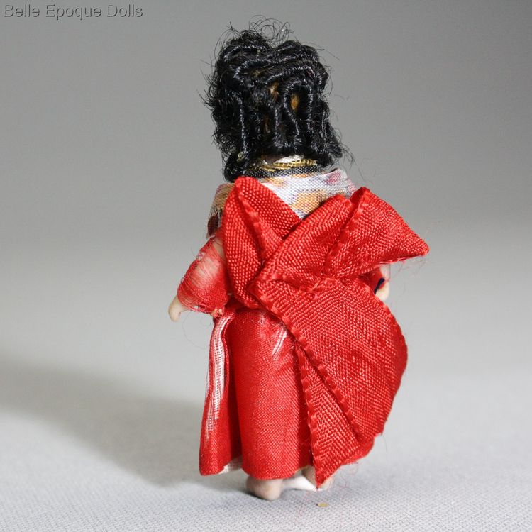 antique miniature japanese all bisque doll , Antique dolls house japanese doll , Antique Dollhouse asian doll