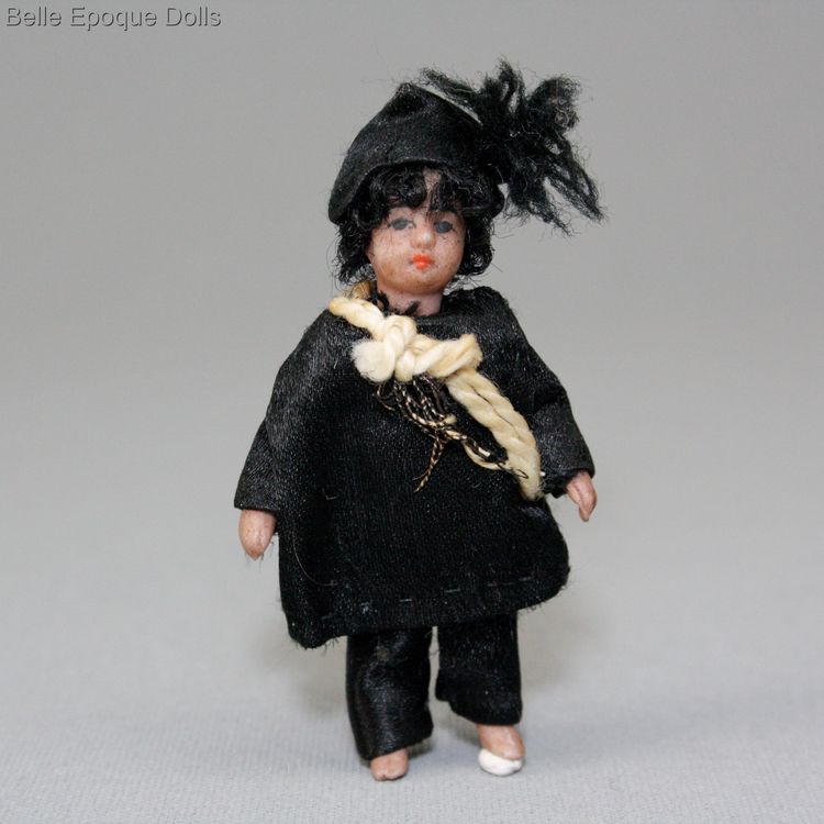 franzoesische puppenstubenpuppe , Antique Dollhouse miniature all bisque doll , ganzbiskuit mignonnette 