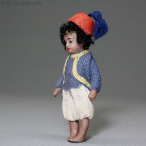 franzoesische puppenstubenpuppe , Antique French tiny mulatto mignonette ,  