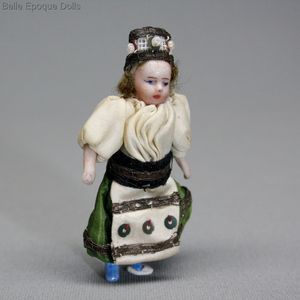 Puppenstuben puppen , Antique Dollhouse miniature all bisque doll ,  