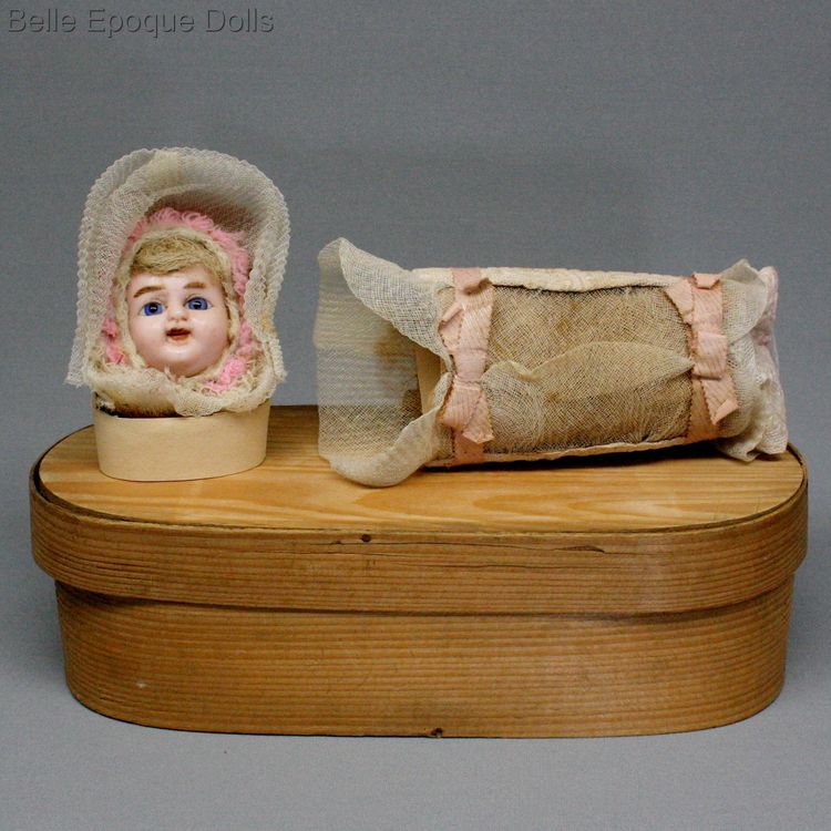 Puppen antike wachsfigur , Antique wax swaddling doll miniature , Puppen antike wachsfigur