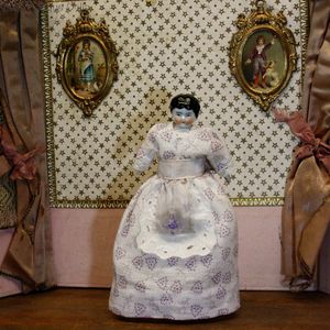 Antique German Dollhouse porcelain doll , Antique dolls house doll china head  , Puppenstuben porzellan puppen 