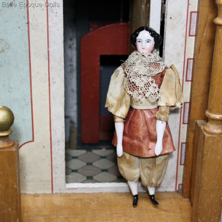 Antique dolls house porcelain dollhouse doll , Puppenstuben porzellan puppen