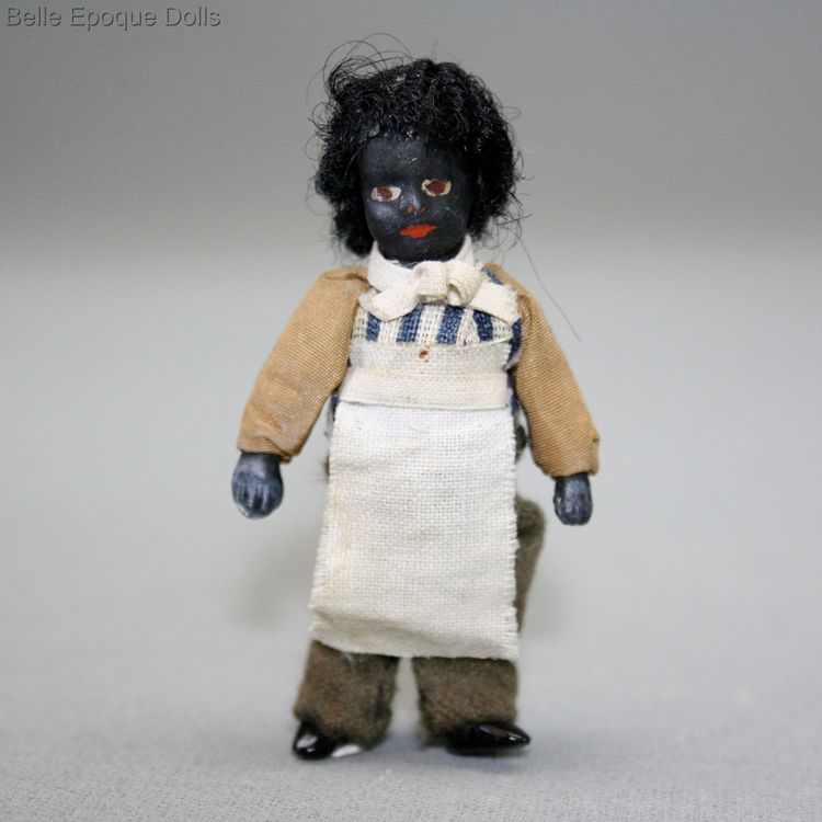 Antique  Lilliputian Black bisque Doll , franzoesische puppenstubenpuppe