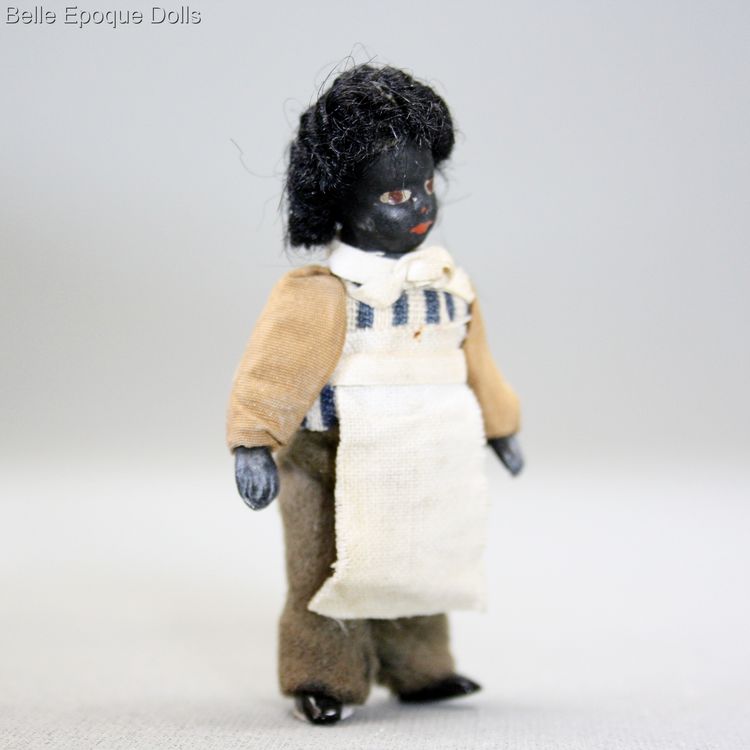 schwarze ganzbiskuit mignonnette , Antique  Lilliputian Black bisque Doll , all bisque miniature antique doll