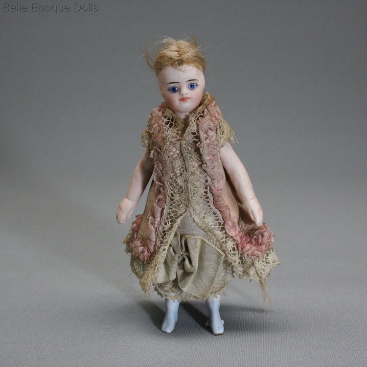 Antique all-bisque french  doll mignonette , Antique dolls house solid domed all bisque doll