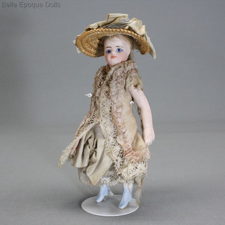 French mignonette francois gaultier , Antique dolls house solid domed all bisque doll , Antique all-bisque french  doll mignonette