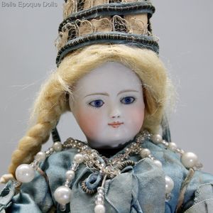 Antique Bisque Doll Original Costume, 8 3/4 IN, Antique German Bisque Doll