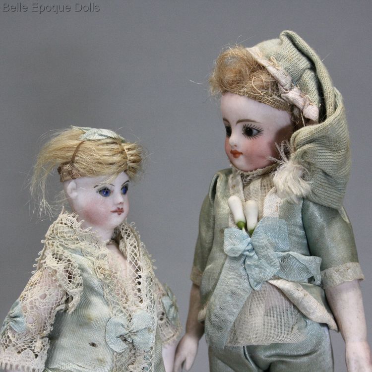 French bisque mignonette with jointed elbows , antique all bisque doll sustrac , sustrac schmitt antique doll